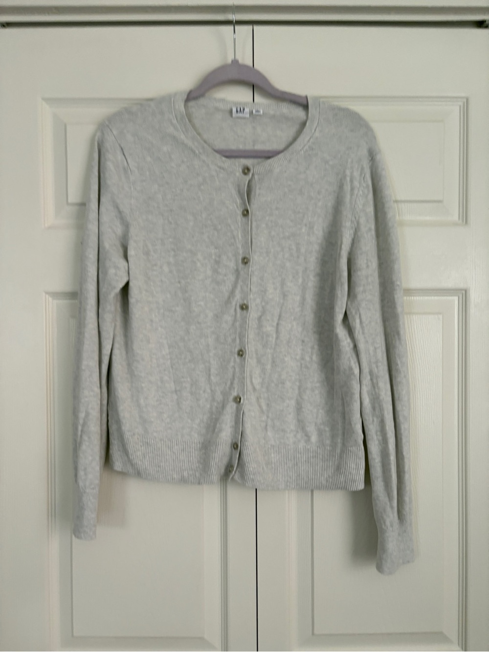 GAP Light Gray Crewneck Button-Front Sweater